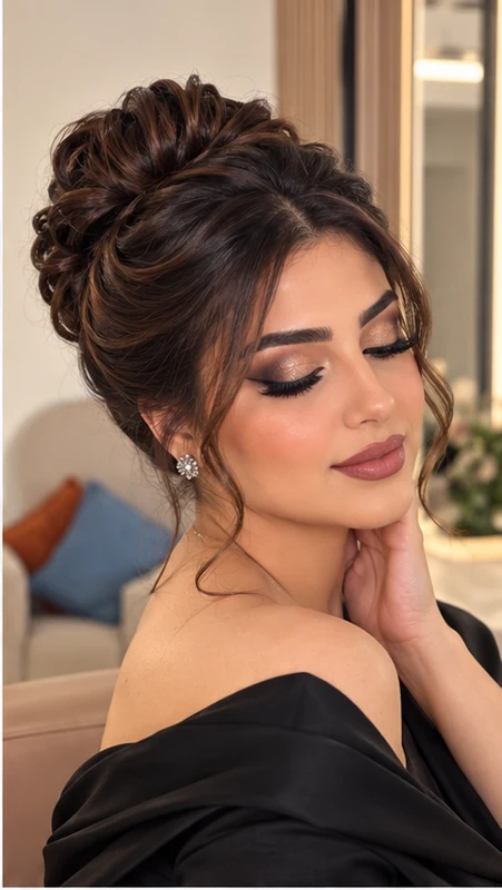 تسريحة رفعة + ميك أب